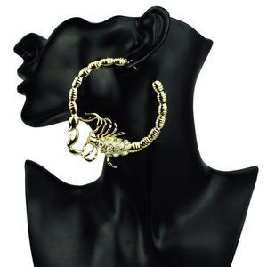 Huge Gold Scorpian Diamond Hoops